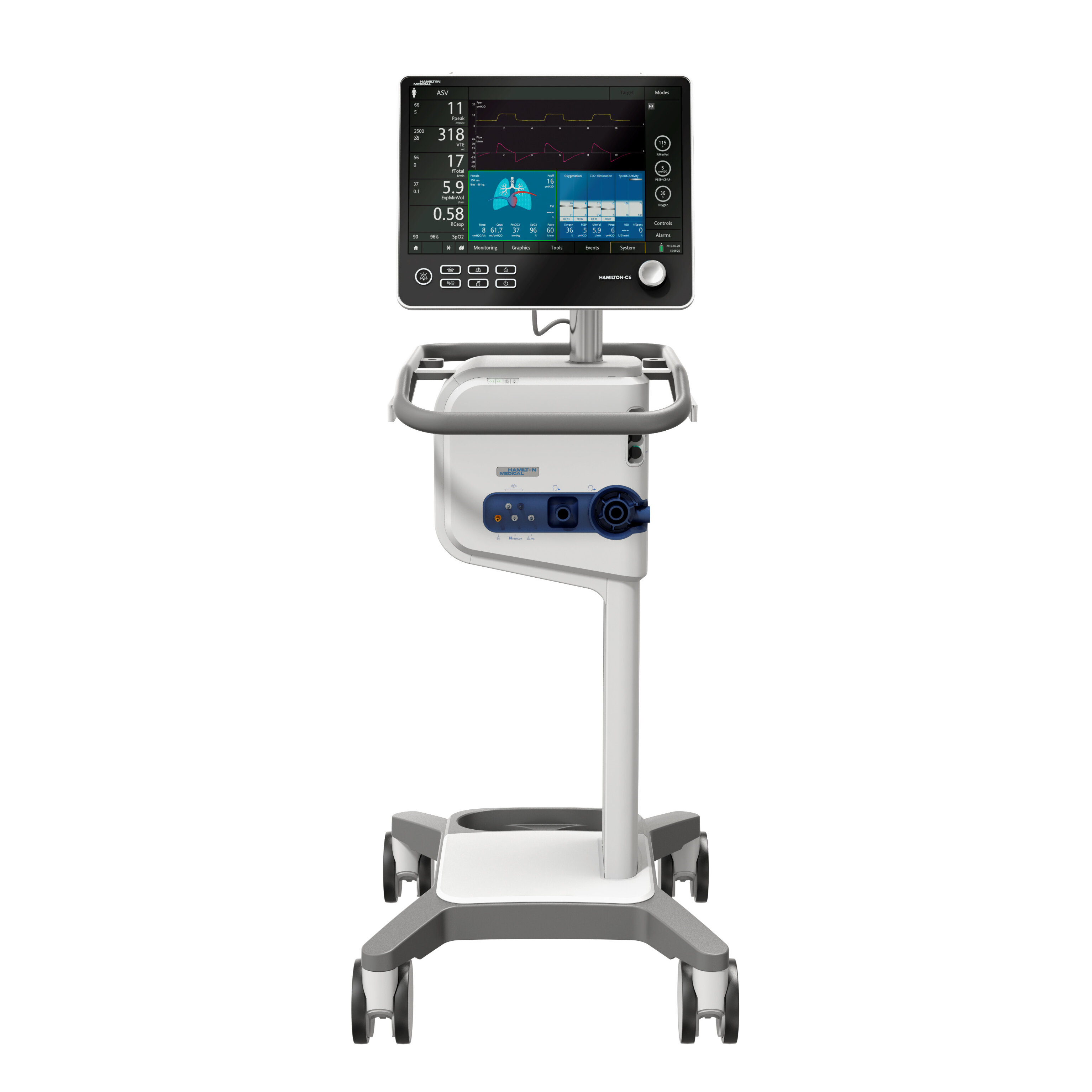 hamilton c6 intensive care ventilators trolley device frontal