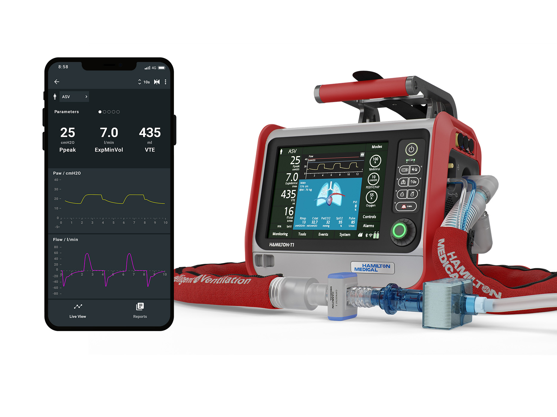 hamilton t1 intensive care ventilators device connect app