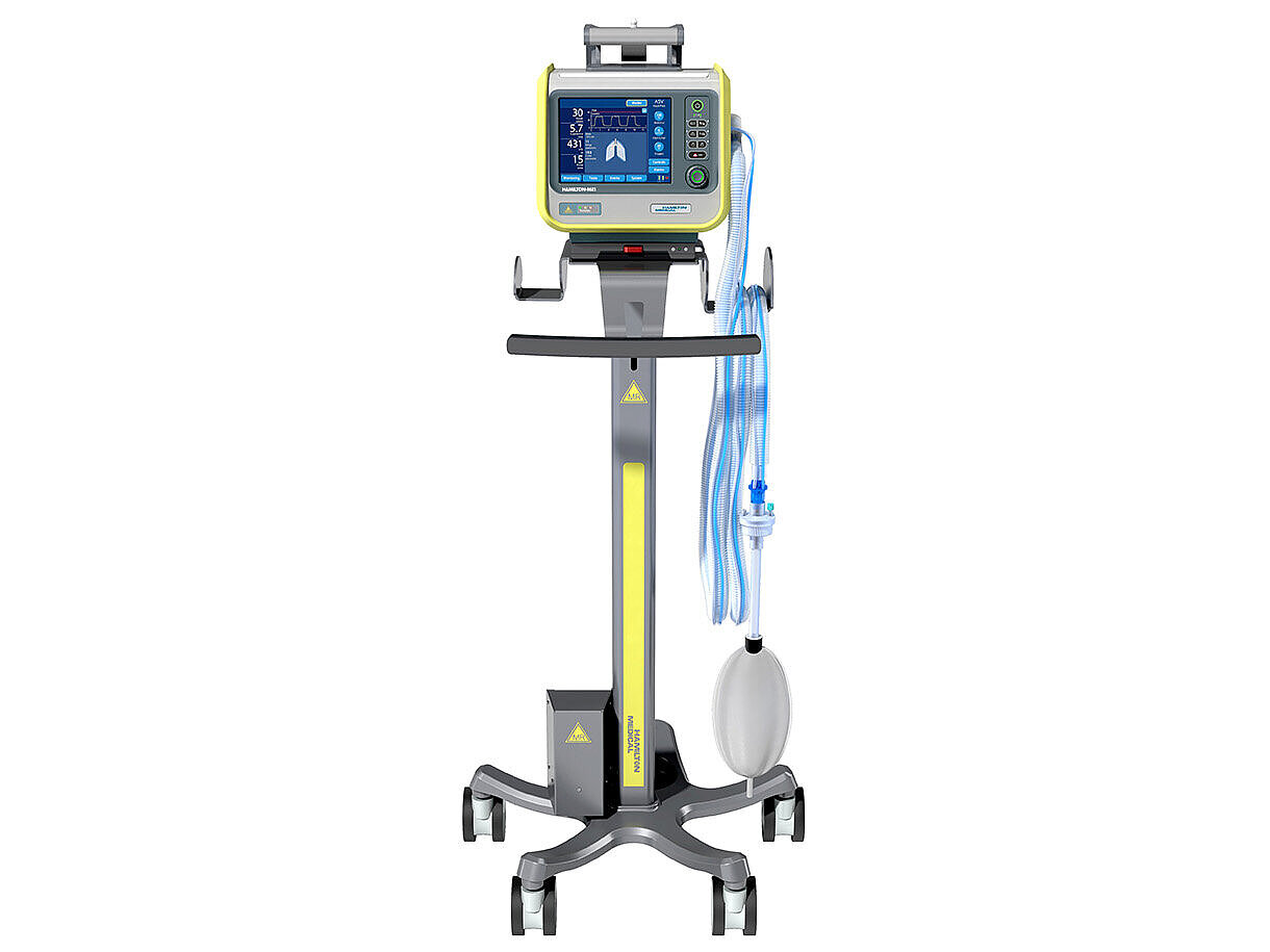 hamilton mr1 intensive care ventilators with circuit trolley device frontal